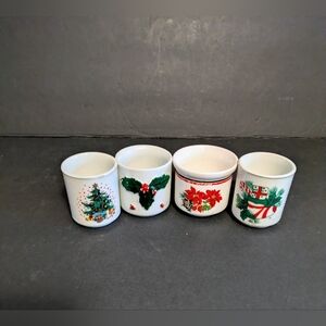 Candle Tea Lights Set 4 Christmas Tree, Holly, Poinsettia, Gifts
